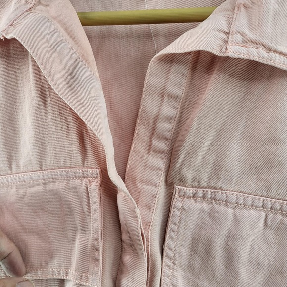 Pilcro Shirt Womens Extra Small‎ Pink Cropped Short Sleeve Utility Boxy Top - Picture 5 of 7